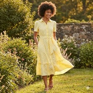 Lisa Marie Fernandez Yellow Gingham Dress Size‎ M
